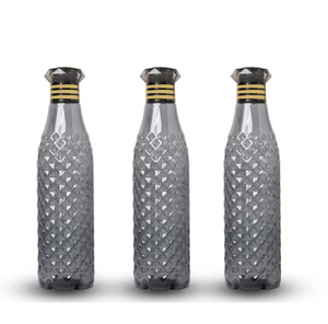 Diamond Pattern Black Drinking Water Bottle (Set of 3)